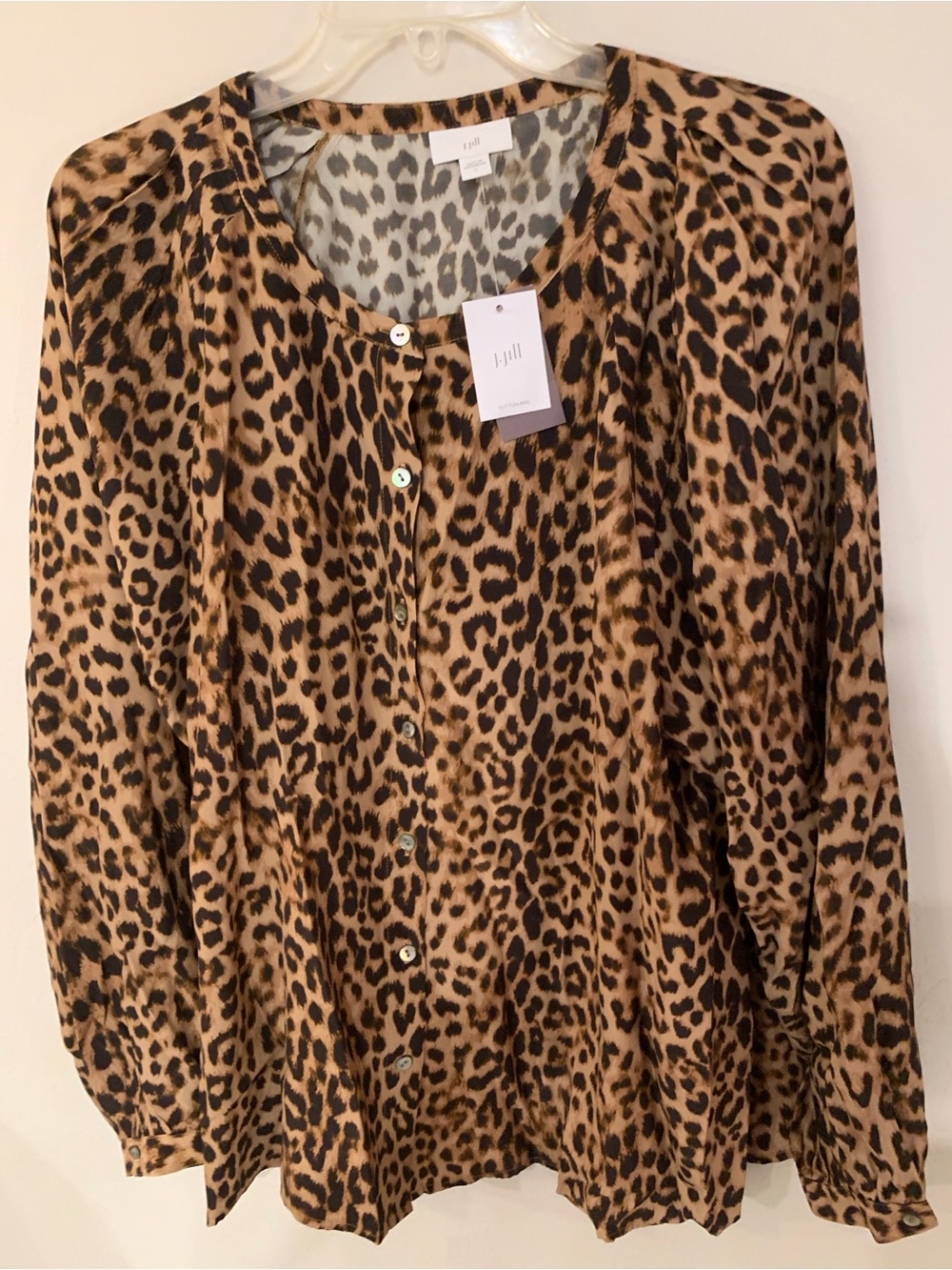 J. Jill Leopard Print Blouse in Brown and Black NWT L ret $89 - Picture 7 of 10